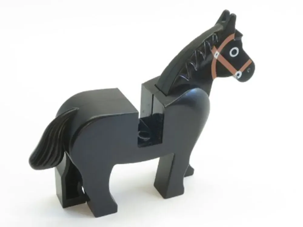 LEGO® Part 4493c01pb02 - Horse with Black Eyes Circled with White